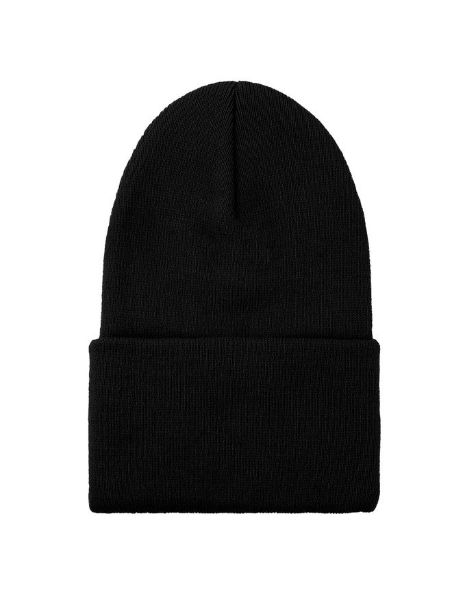 QPIXVB Black Beanie,Winter Beanie Hats for Women Men,Christmas Stocking Stuffers Under 10 Dollars for Teens Dad Mom,White Elephant Gifts for Adults,Camping Hiking Gift,Brimless Hat - Image 1